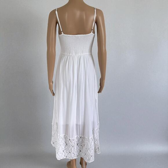 Abercrombie & Fitch White Y2K Lace Midi Dress Boho Coastal Cottagecore Prairie - Picture 7 of 11